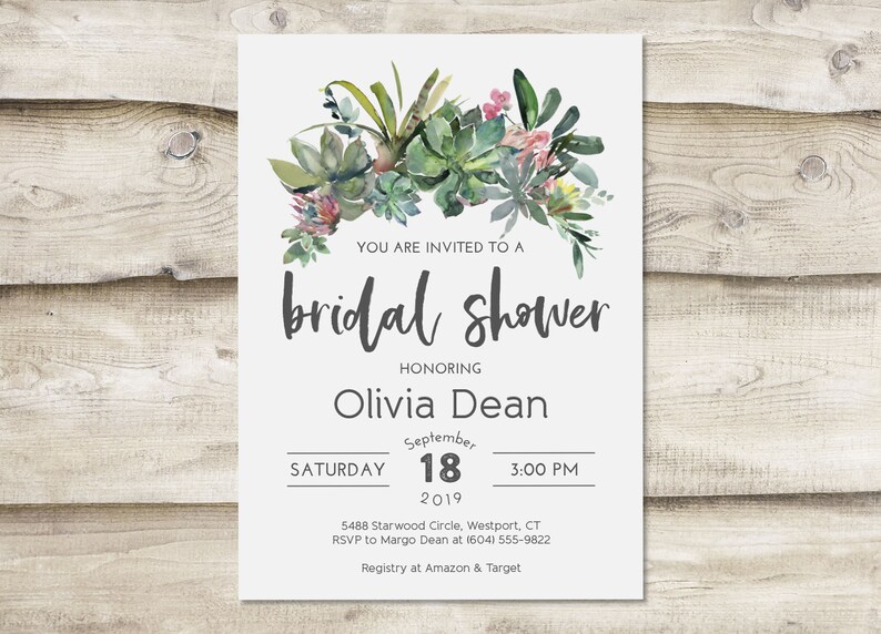 Bridal Shower Invitation With Display Shower Insert Card Etsy