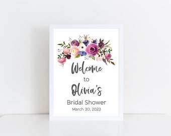 Digital Welcome Sign for Bridal Shower, Wildflower Lavender Wedding Welcome Sign, Floral Baby Shower Sprinkle Signage, Botanical Garden Sign