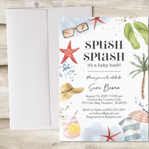 Splish Splash It's a Baby Bash! Shower or Sprinkle Invitation, Pool ...