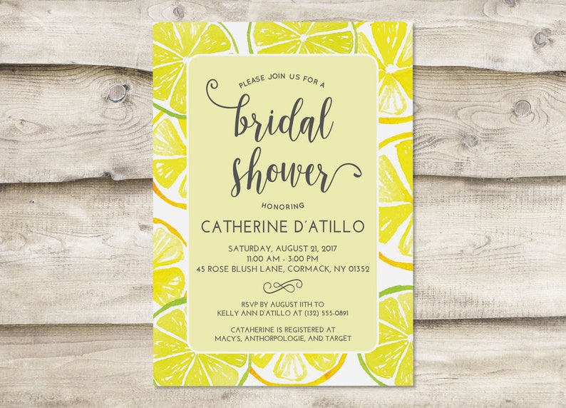 Lemon Bridal Shower Invitation Citrus Fruit Bridal Shower Etsy
