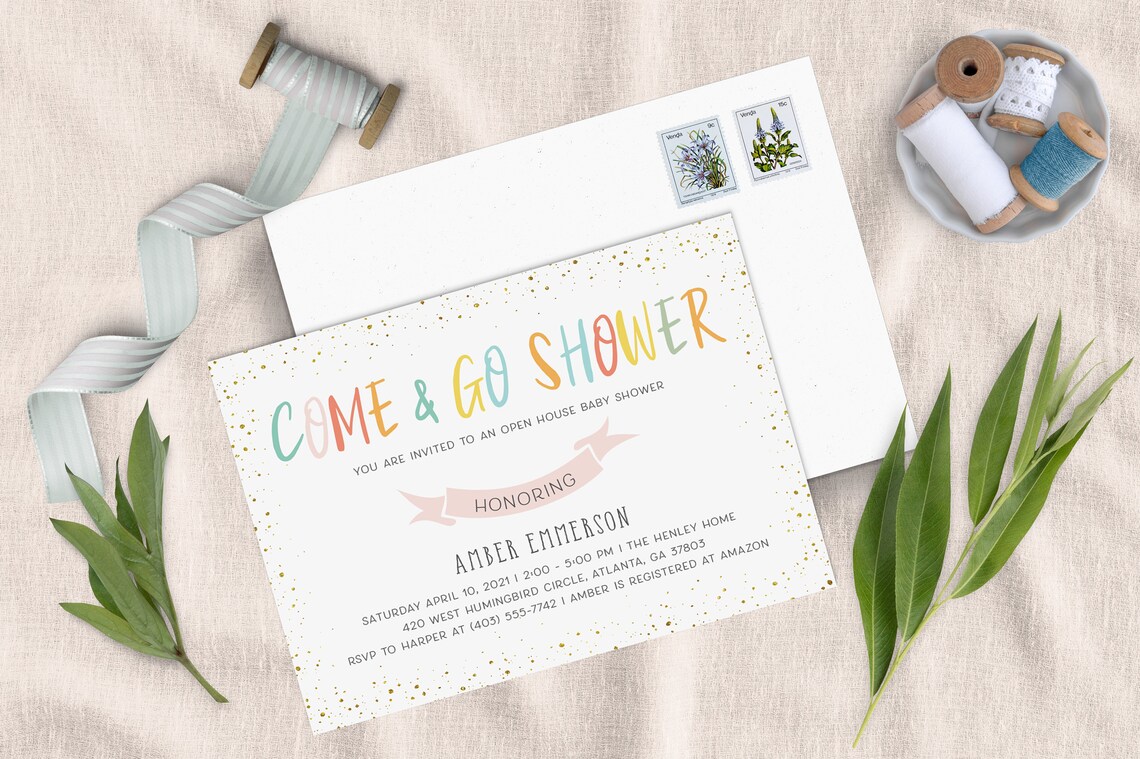 Gold Confetti and Bright Colors Come and Go Baby Shower Etsy