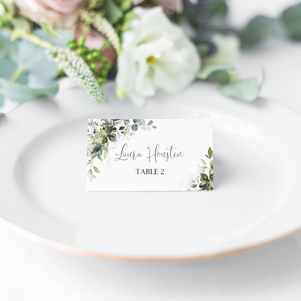 Personalized Greenery Wedding Placecard, Event Place Cards, Wedding Escort Cards, Rehearsal Dinner, Bridal Shower, Birthday Luncheon, Brunch