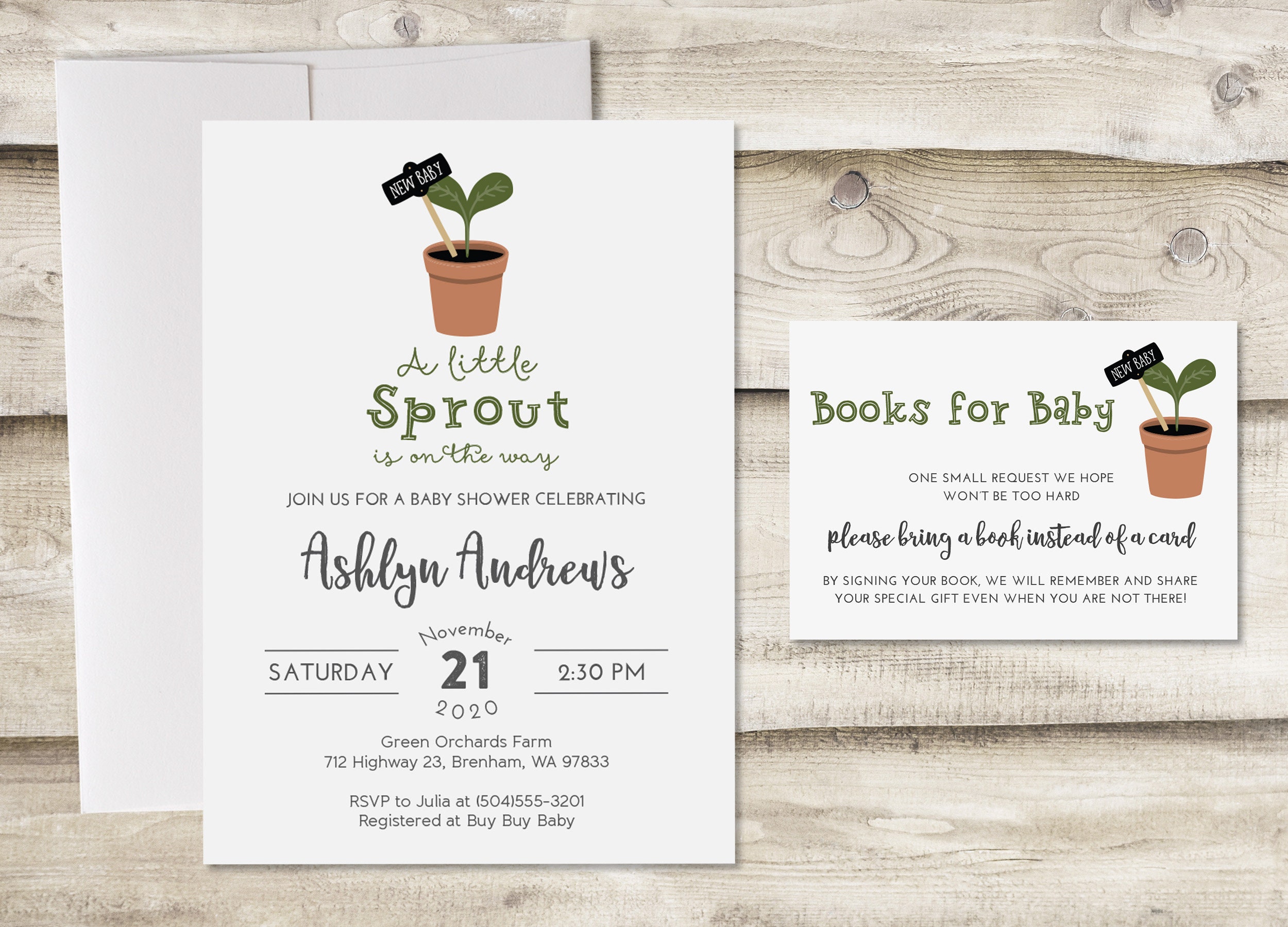 A Little Sprout Baby Shower Invitation With Book Instead Of Etsy