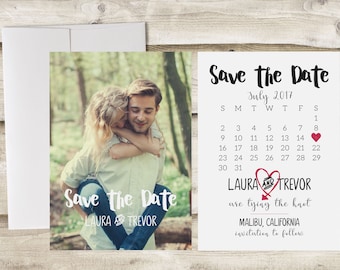 Save The Date Card with Photograph, Calendar Save the Date, Photograph Save the Date, Save Our Date Card, Save the Date with Calendar