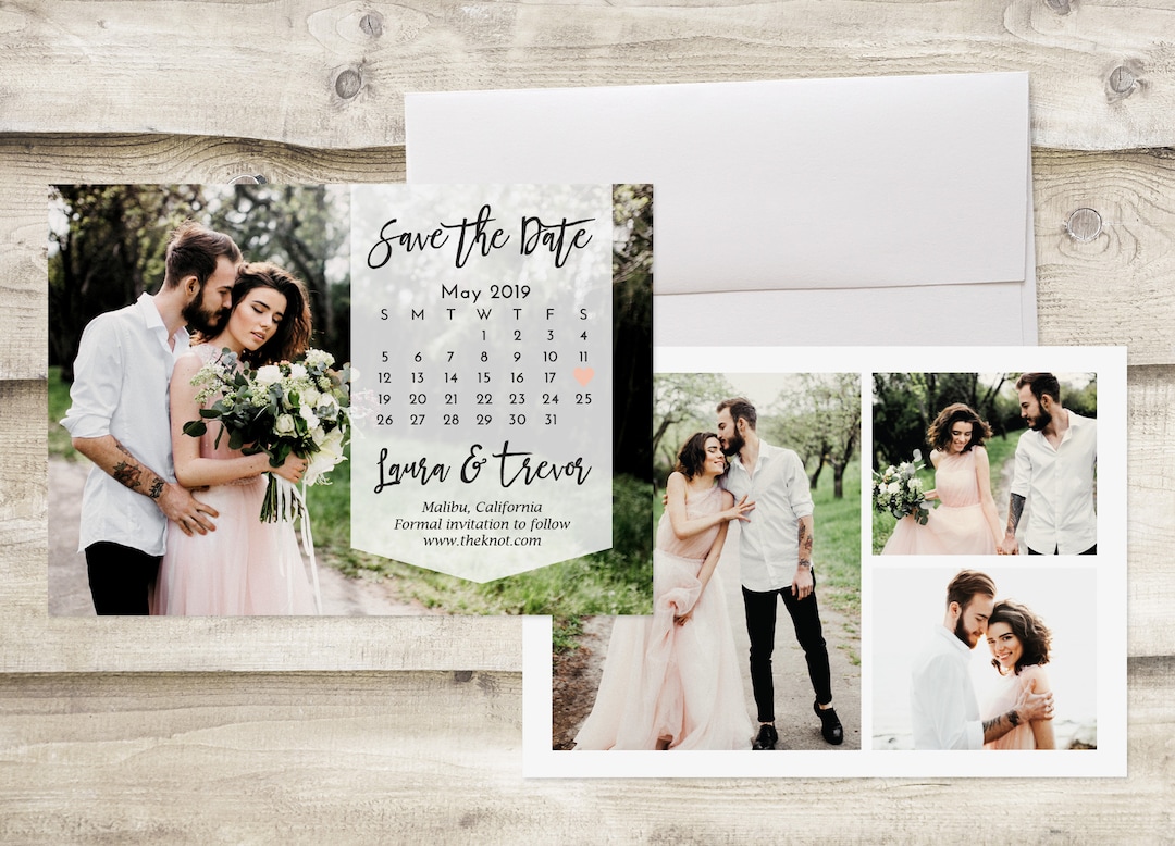 Photograph Save the Date Card Calendar Save the Date Save Etsy