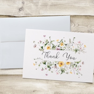 Wildflower Wedding Thank You Cards, Lavender Bridal Shower Thank You Note Cards, Baby Shower Sprinkle Folded Notecards, Personal Stationery