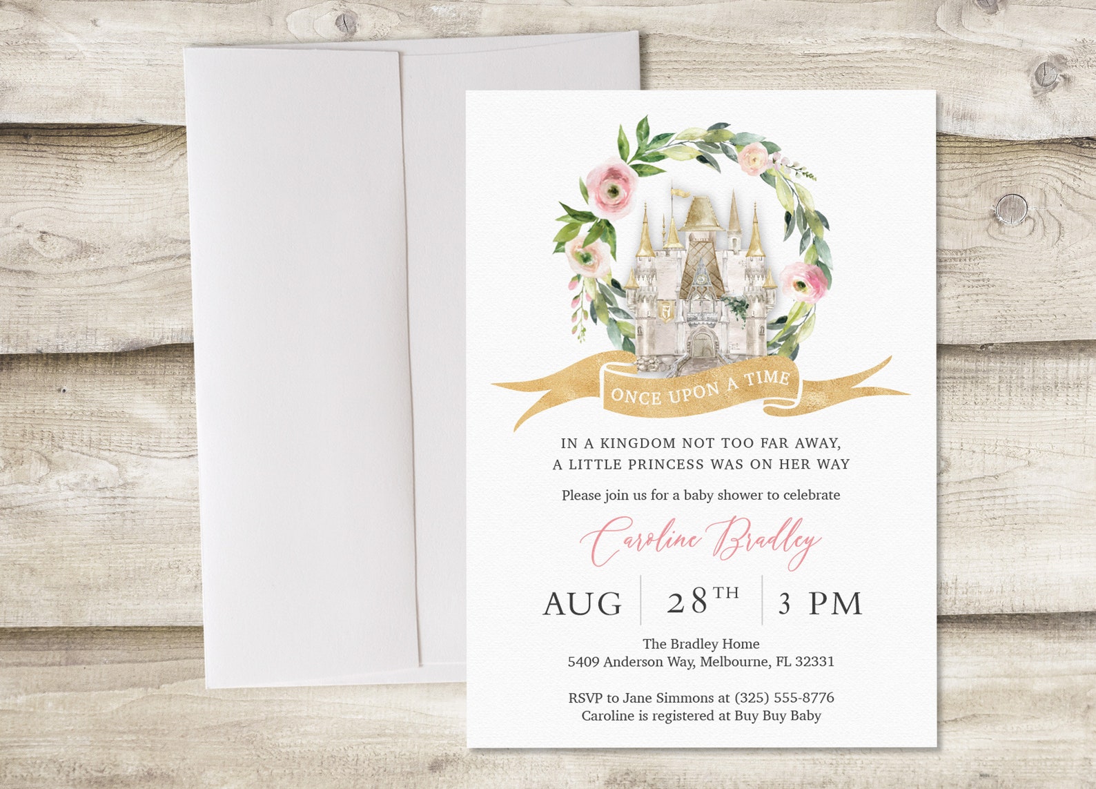 once upon a time baby shower invitation