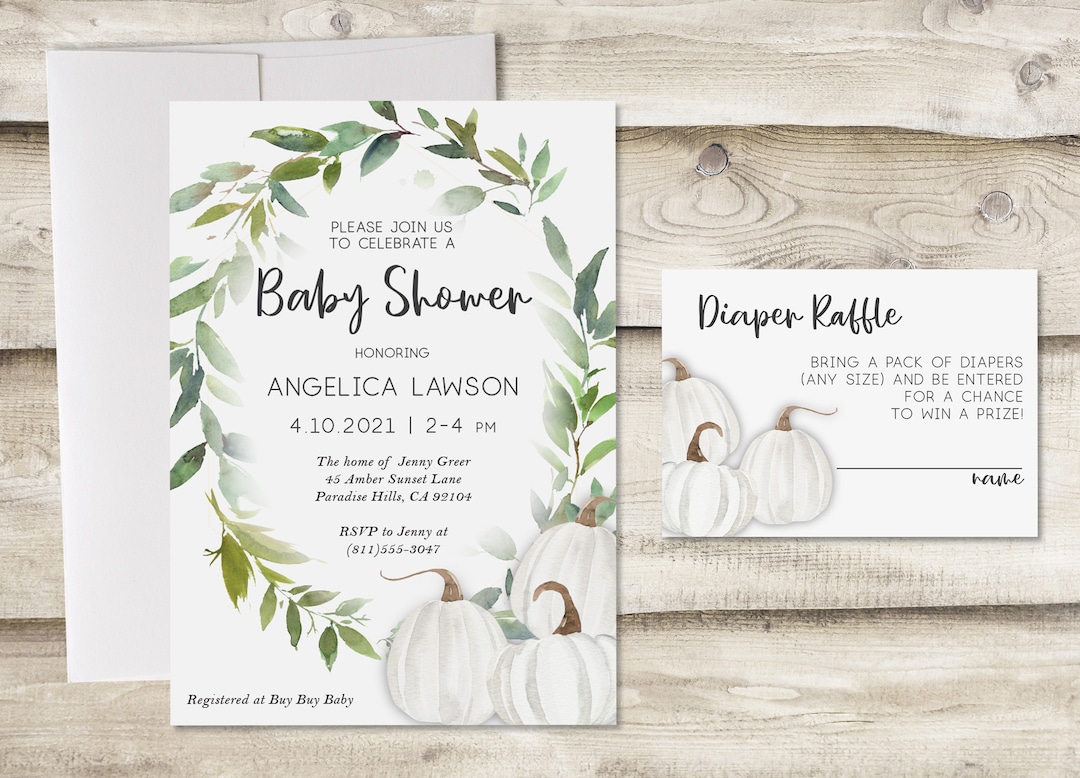 Autumn or Fall Baby Shower Invitation With Diaper Raffle Insert Card