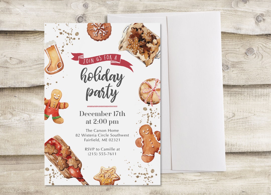 Cookie Holiday Party Invitation, Christmas Cookie Exchange Invitation
