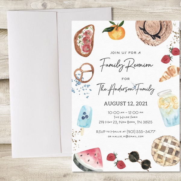Picnic Family Reunion, BBQ Birthday Bash, Garden Bridal Shower, Picnic in the Park Lunch Baby Shower Invitation, Outdoor Gender Reveal Party