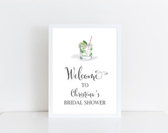 Printed Welcome Card Stock Sign for Bridal Shower (FRAME NOT INCLUDED), Couples Wedding Shower, Signage Rehearsal Dinner, Mojito Cocktail