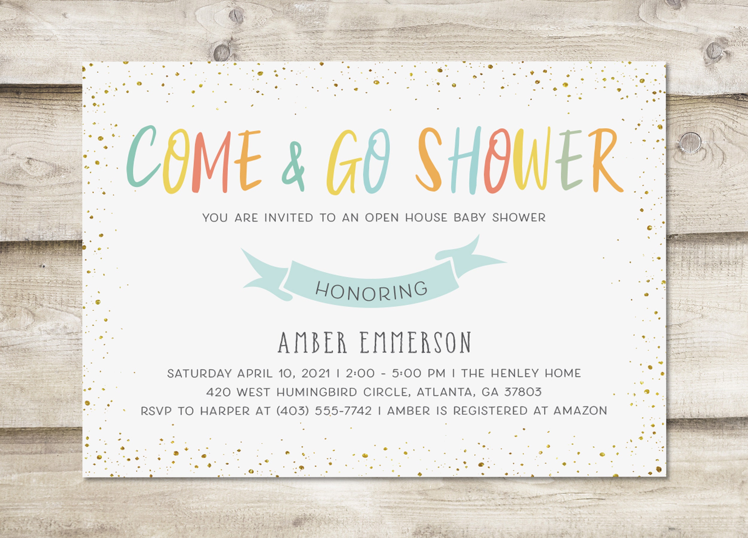 Gold Confetti and Bright Colors Come and Go Baby Shower Etsy