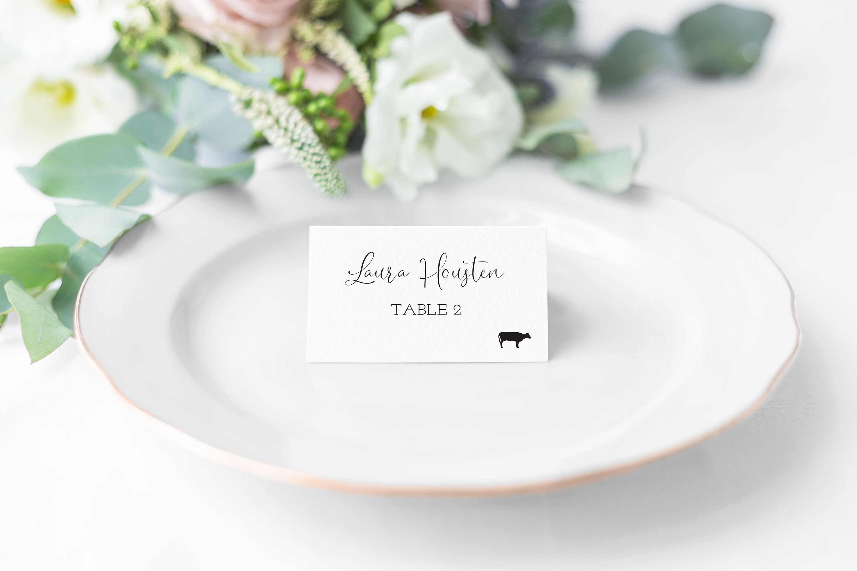 Wedding Placecard with Entree Symbol Wedding Place Cards Etsy
