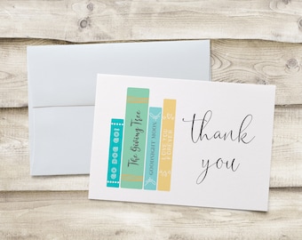 Books Thank You Cards, Library Thank You Note Cards, Folded Thank You Note Cards, Baby Shower Thank You Notecards, Folded Thank You Notecard