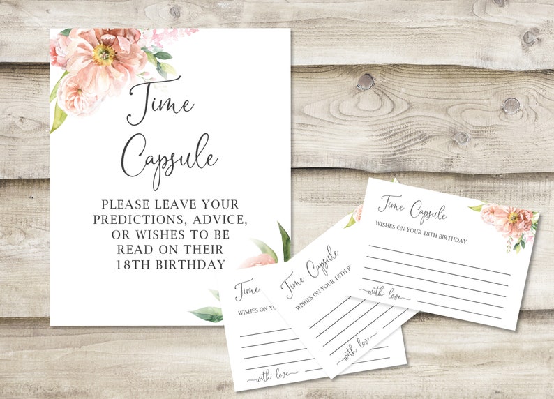 Printed Time Capsule Sign With 3.5x5 Inch Cards Baby Shower