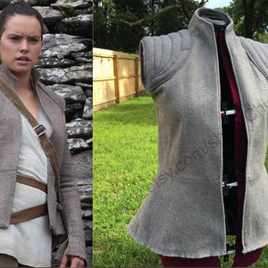 Replica Rey Vest and Gauntlets Star Wars Rey Resistance Inspired Costume, Gray Vest and Arm Gauntlets image 1