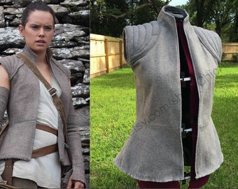 Replica Rey Vest and Gauntlets  | Star Wars Rey Resistance Inspired Costume, Gray Vest and Arm Gauntlets