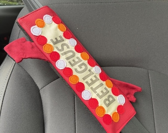 Beetlejuice Inspired Seat Belt Cover | Halloween Car Accessory, Cotton Fabric Pad