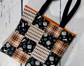 Quilted Halloween Hocus Pocus Purse Tote Bag with Shoulder Strap