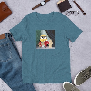 Minion Bob Meets Mr  Toad Adult Tee Shirt | Mash Up Self Portrait Hand Drawn Unisex Tee Shirt