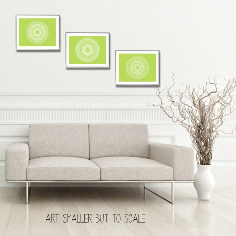 Lime Green Wall Art Set of Three Prints 3 Posters Bohemian Etsy