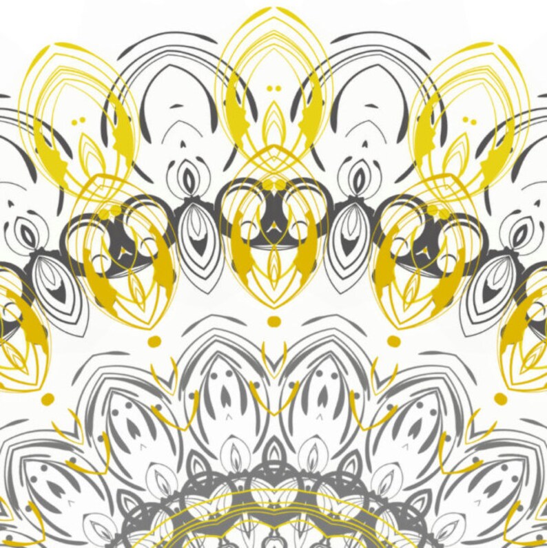 Grey mustard yellow decor modern mandala mid century wall art | Etsy