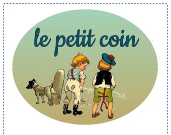 plaque de porte "le petit coin  " pour porte des toilettes ( ou "c'est ici" ou "petit coin"