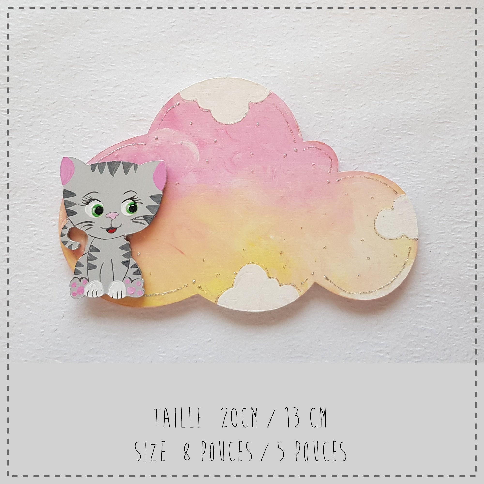 Plaque de Porte Petit Chat en Bois à Personnaliser ;wooden Cat Door Plate To Customize