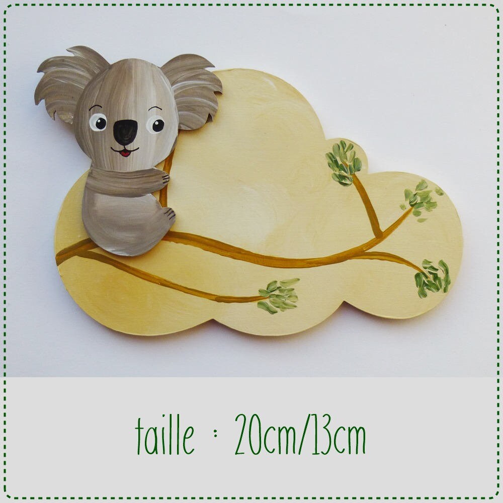 Plaque de Porte Koala en Bois à Personnaliser ;wooden Door Plate To Customize