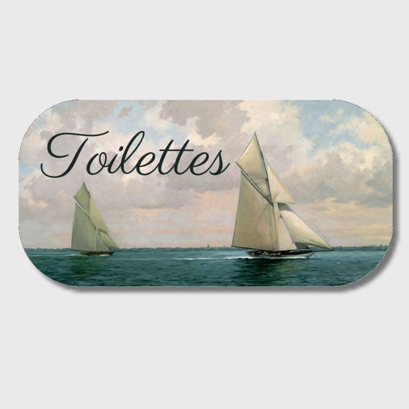 Plaque de Porte Décorative en Bois ToilettesDe 18 cm Large