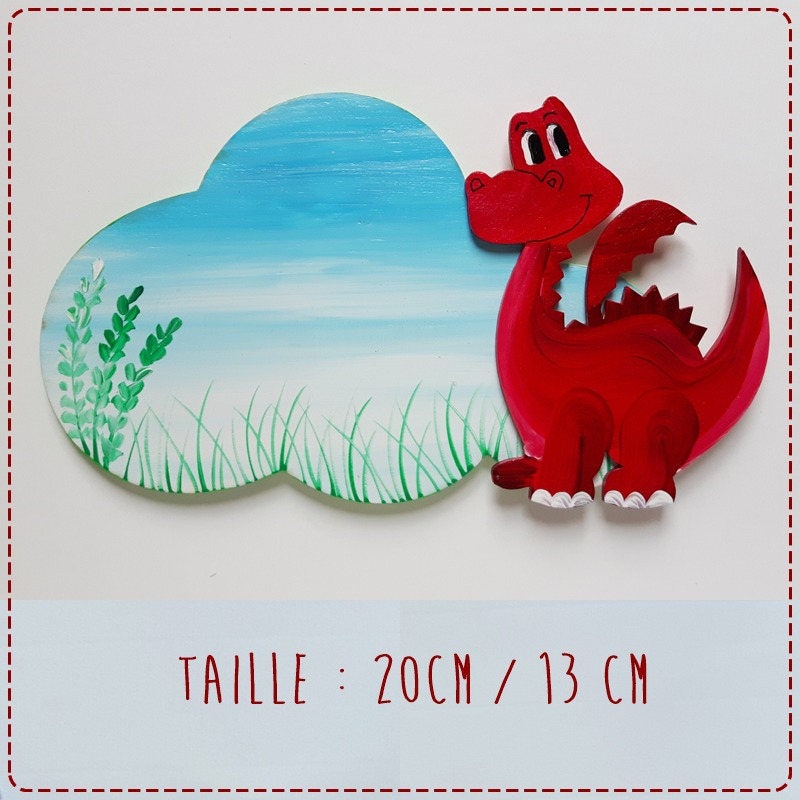 Plaque de Portedragon Rouge en Bois à Personnaliser