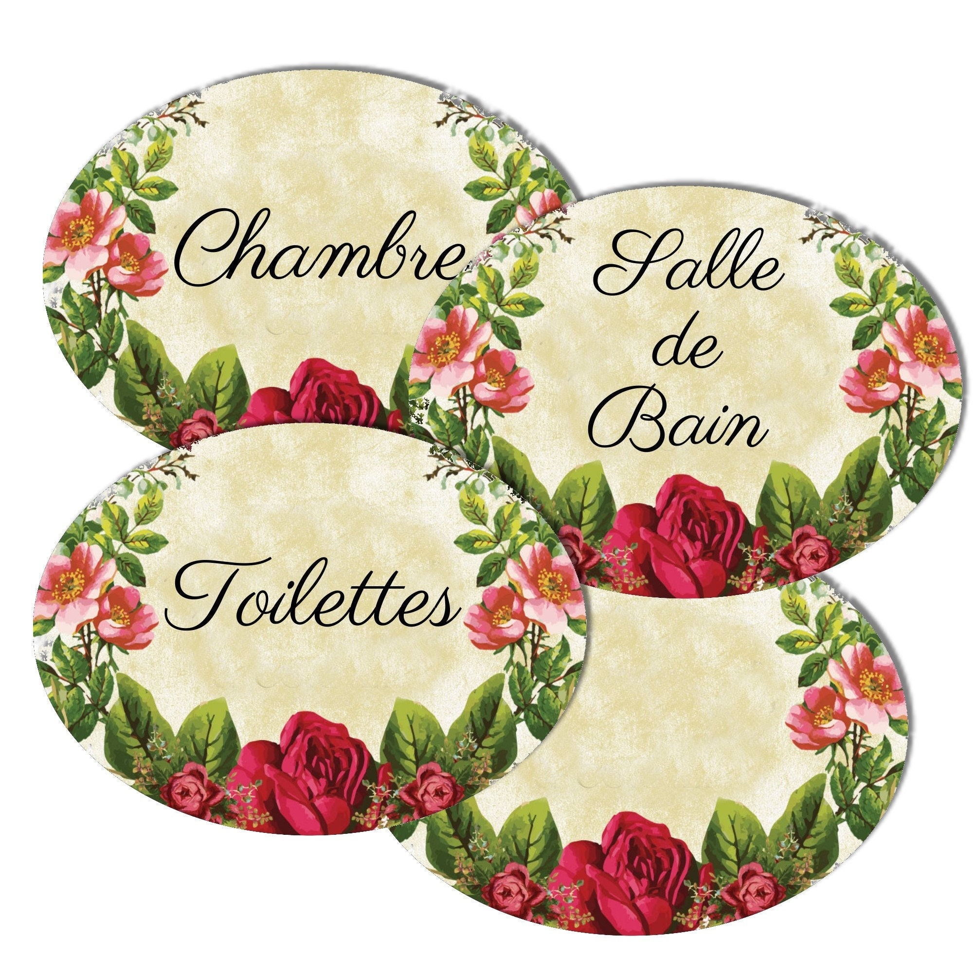 Lot de 4 Plaques Vintage Pour Pièces La Maison