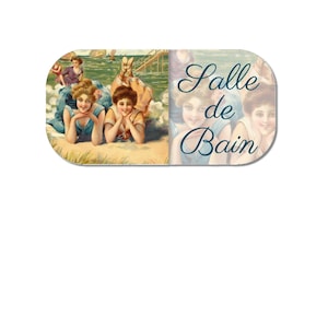 Decorative wooden self-adhesive door sign Bathroom &quot;sunset&quot; 14 cm wide and 10 cm high, unbreakable!!