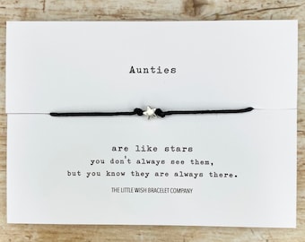Aunties are like stars - Wish Bracelet Friendship, choose Aunt, Aunty or Auntie, Gift for her Aunts, Auntys Aunties custom bracelet option