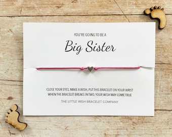 wish bracelet big sister, Personalised big sister gift baby announcement