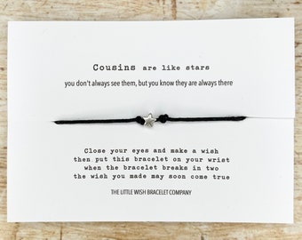 Cousin Wish Bracelet Special Card Jewellery Quote Gift Family Glitter Sparkle 