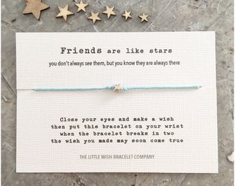 FRIENDS are LIKE STARS with Poem Wish Bracelet Add a Name & Custom options available