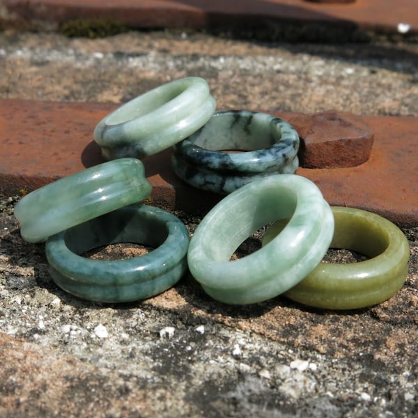 Carved Jade double band ring - Imperial jade, energy shield, gem therapy for overall wellbeing, boosts immune system, libra birthstone