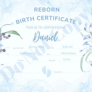 THUIS AFDRUKKEN Geboorteakte Reborn Baby ~ Aangepast voor je pop en familie
