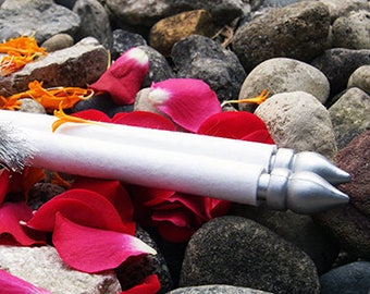 Nieuwe doe-het-zelf zilveren rolstaven + zilveren kwastje met decoratieve zilveren doos