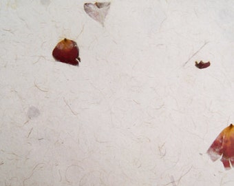 Handmade Printable floral decorative recycled paper white with rose petals and jute threads, 8.5"x11", Set of 50