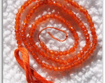 14" Carnelian, faceted rondelle gemstone beads strand