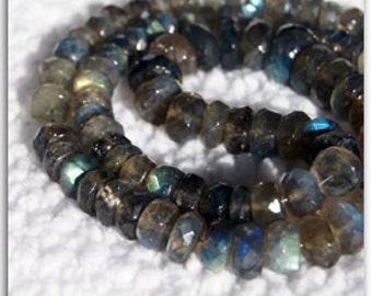 15" Labradorite, faceted rondelle gemstone beads strand