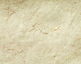 Handmade Printable Decorative Ivory recycled Paper with Gold and Silk threads 90 GSM, Set of 50