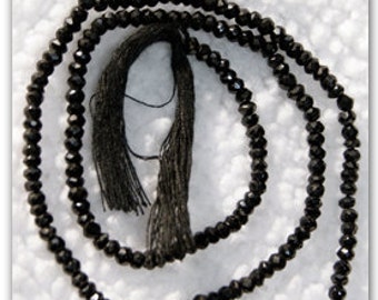 Black Spinel Faceted Rondelle Gemstone Beads Strand 13.5" 3-3.5mm