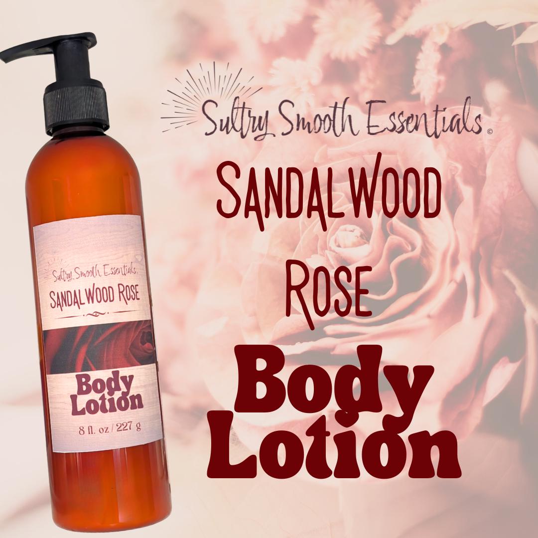 Sandalwood Rose Body Lotion - Jojoba Avocado oils, Exquisite Meditative Sensual Sandalwood + Vintage Rose