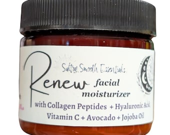 RENEW Facial Moisturizer with Collagen Peptides, Hyaluronic Acid,  Vitamin C, Jojoba + Avocado Oil