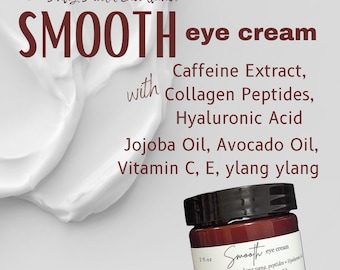 Eye Cream--Anti-Aging with Caffeine extract, Hyaluronic Acid, collagen peptides, Vitamins C +E, Jojoba Oil