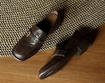 Retro Women Barefoot Penny Shoe,Handmade Flats,Brown Barefoot Shoe,Women Brown Classic Shoe,Women Brown Leather Loafer,Aesthetic Loafer Flat