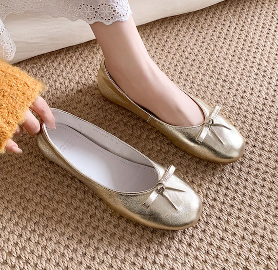 Bailarinas Zapatos Planos Dorados Mujer BAILARINAS DE PIEL COLOR - Main Image